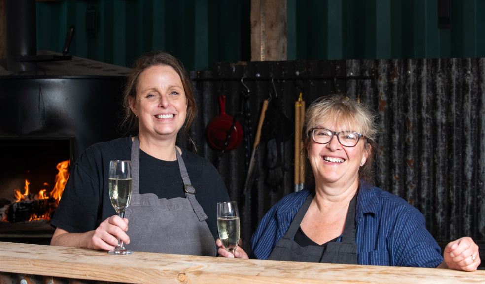 Beth Ashfield and Andrea Broadhurst raising a toast