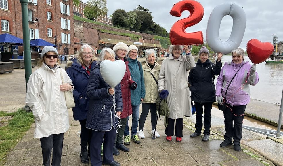 he Exeter Quay group celebrating 20 years of Westbank's Health Walks
