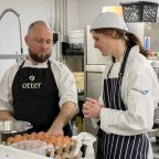 Head Chef Simon Raynor with one of the students